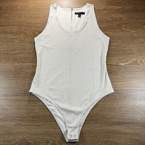 Banana Republic Women's S Ribbed Tank Bodysuit White Sleeveless Minimalist Chic